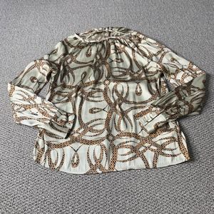 Richard‎ Allen X H&M Womens Blouse Size 2 White Patterned Print Long Sleeves